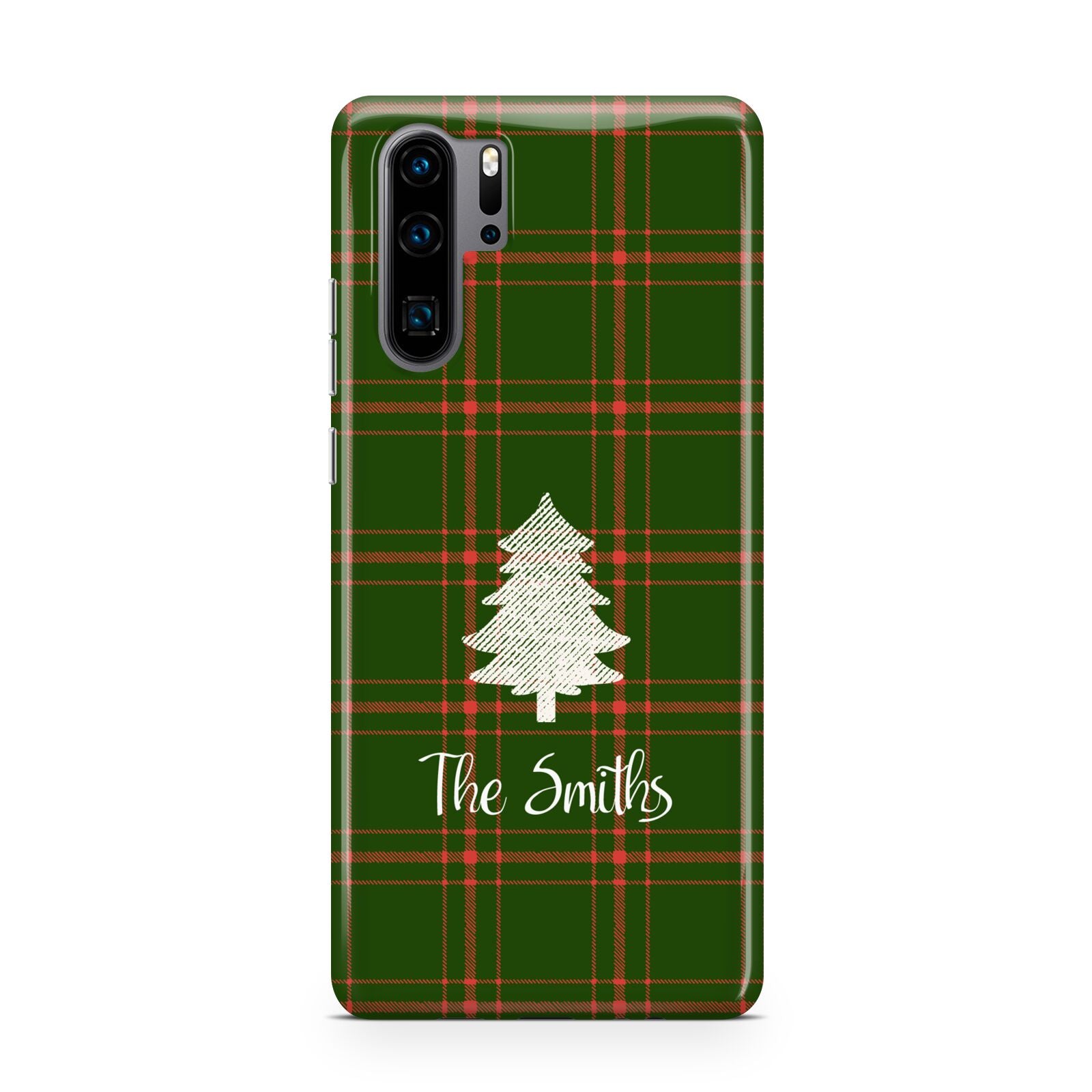 Green Tartan Christmas Tree Personalised Huawei P30 Pro Phone Case