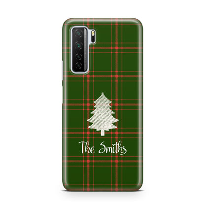 Green Tartan Christmas Tree Personalised Huawei P40 Lite 5G Phone Case