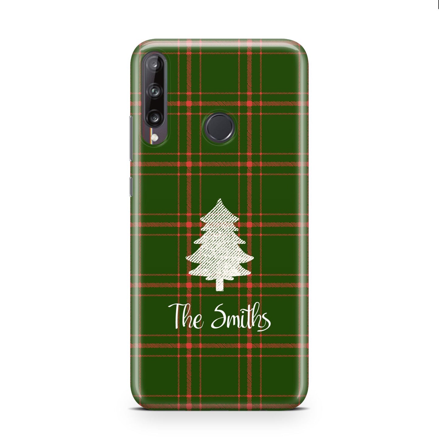 Green Tartan Christmas Tree Personalised Huawei P40 Lite E Phone Case