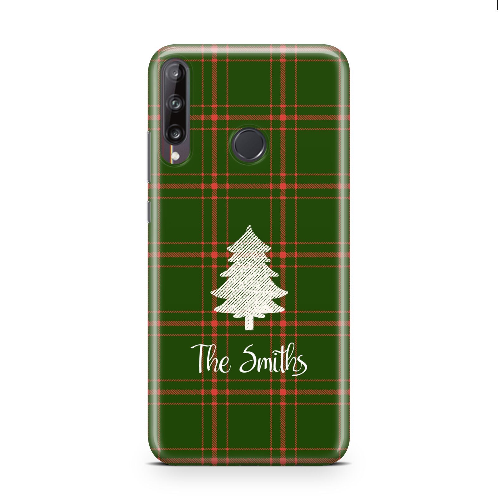 Green Tartan Christmas Tree Personalised Huawei P40 Lite E Phone Case