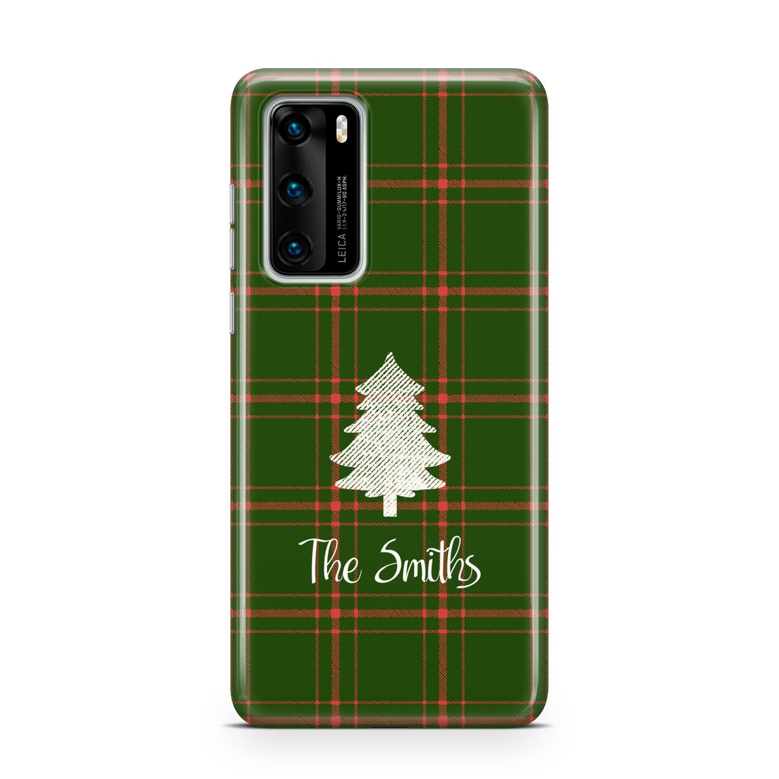 Green Tartan Christmas Tree Personalised Huawei P40 Phone Case