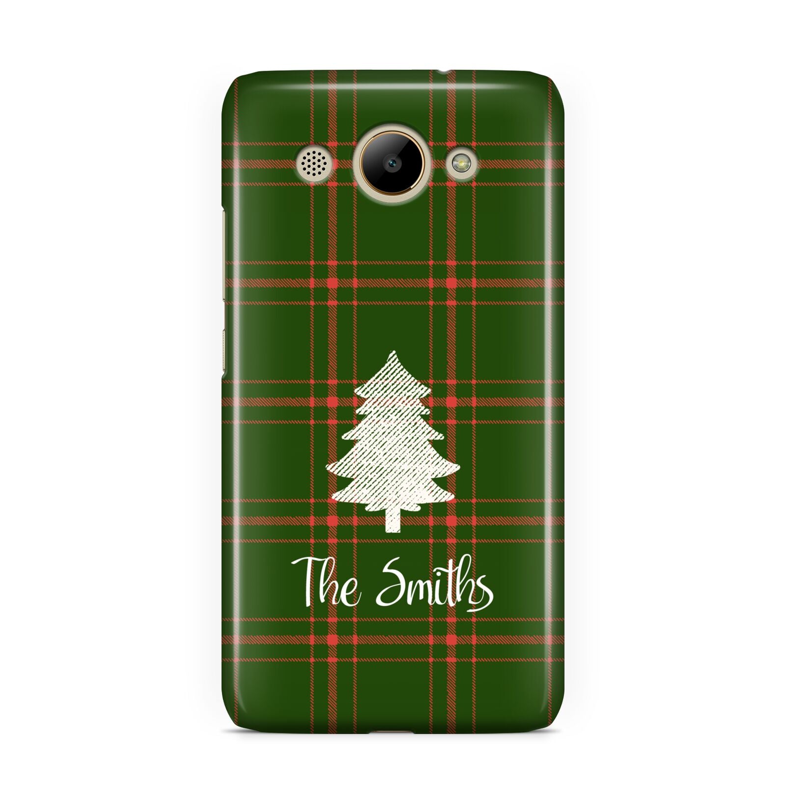 Green Tartan Christmas Tree Personalised Huawei Y3 2017