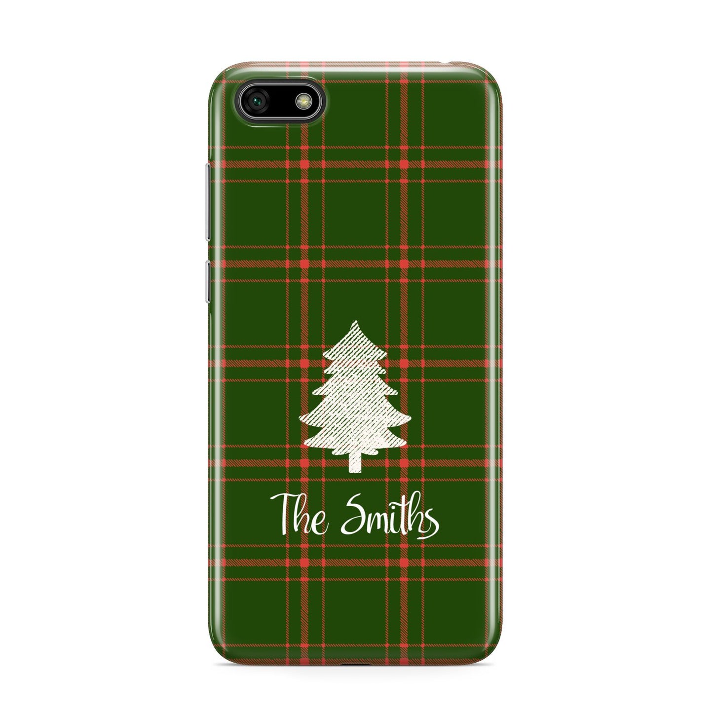 Green Tartan Christmas Tree Personalised Huawei Y5 Prime 2018 Phone Case