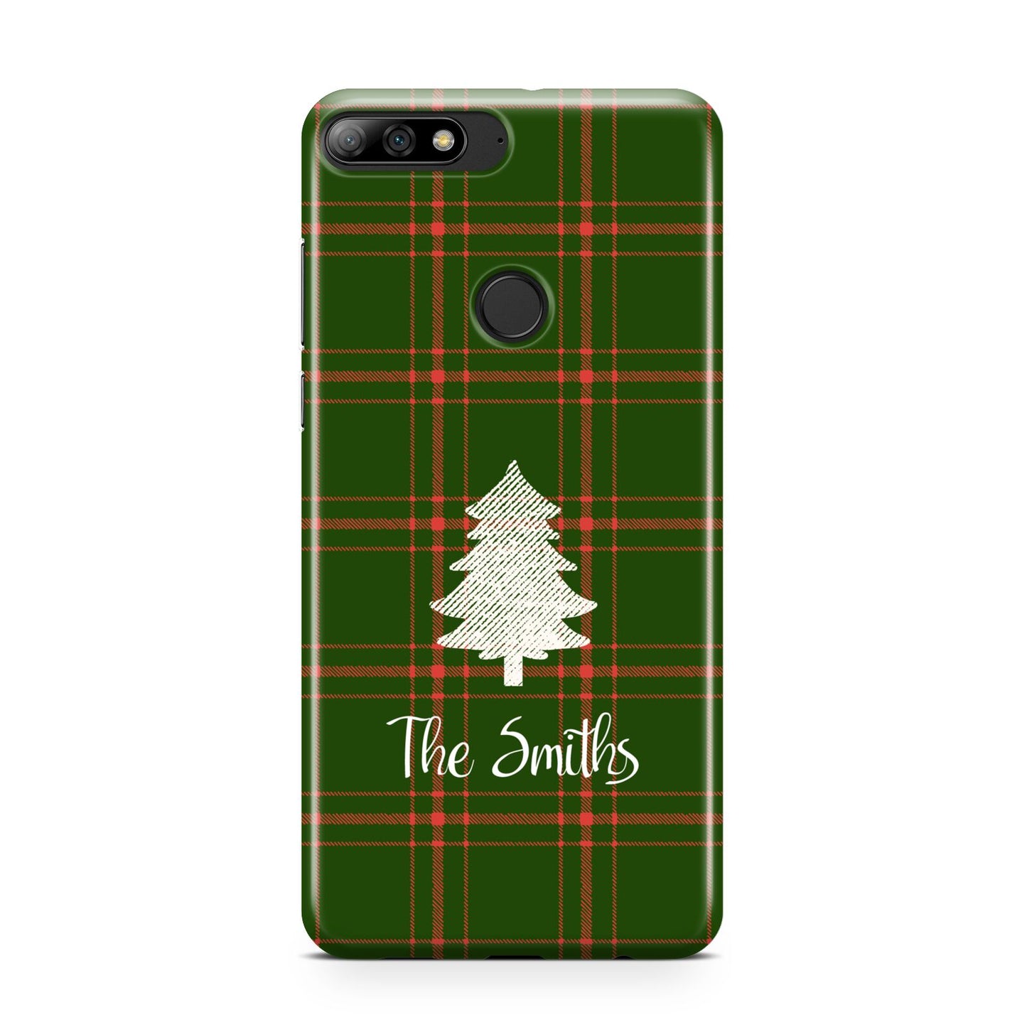 Green Tartan Christmas Tree Personalised Huawei Y7 2018