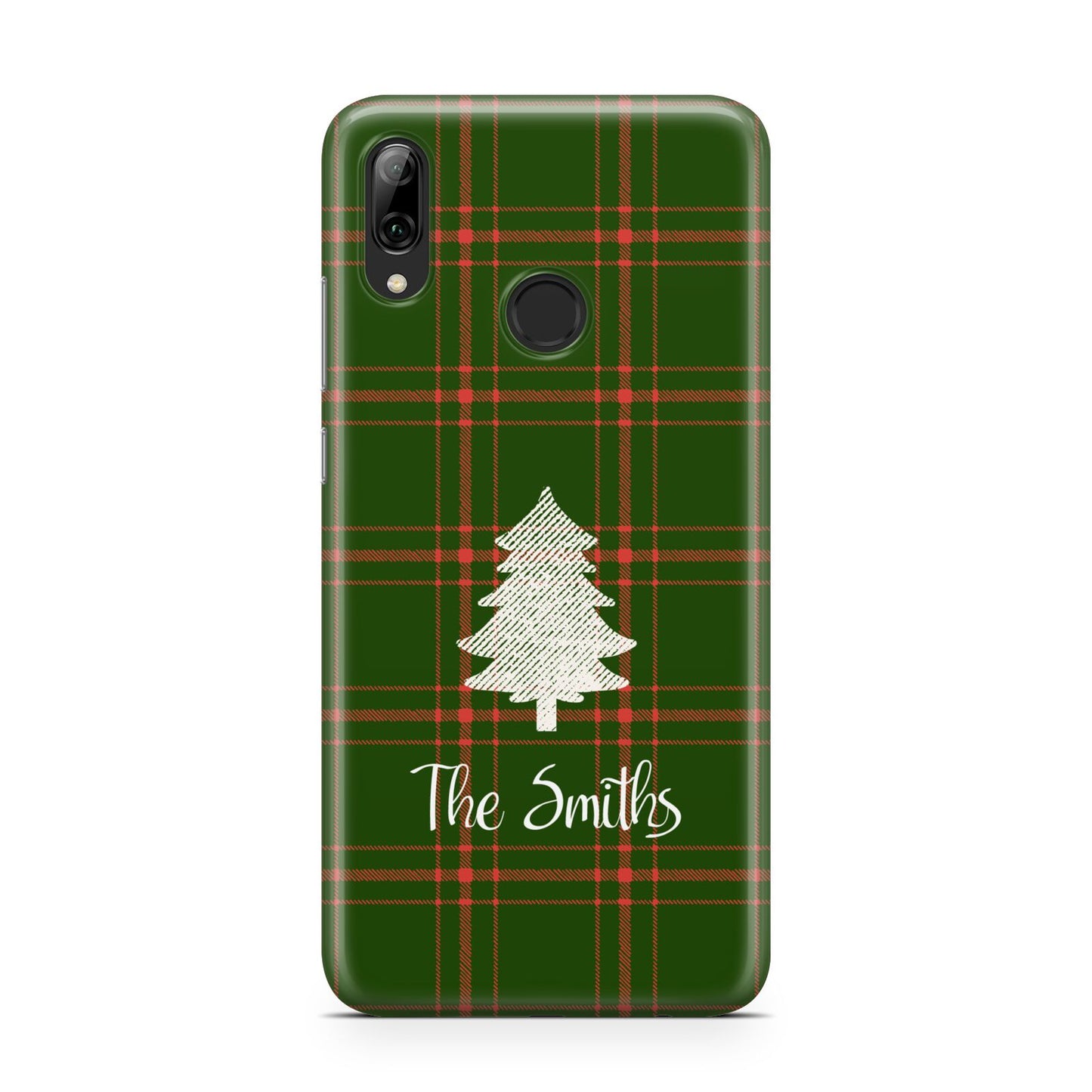 Green Tartan Christmas Tree Personalised Huawei Y7 2019