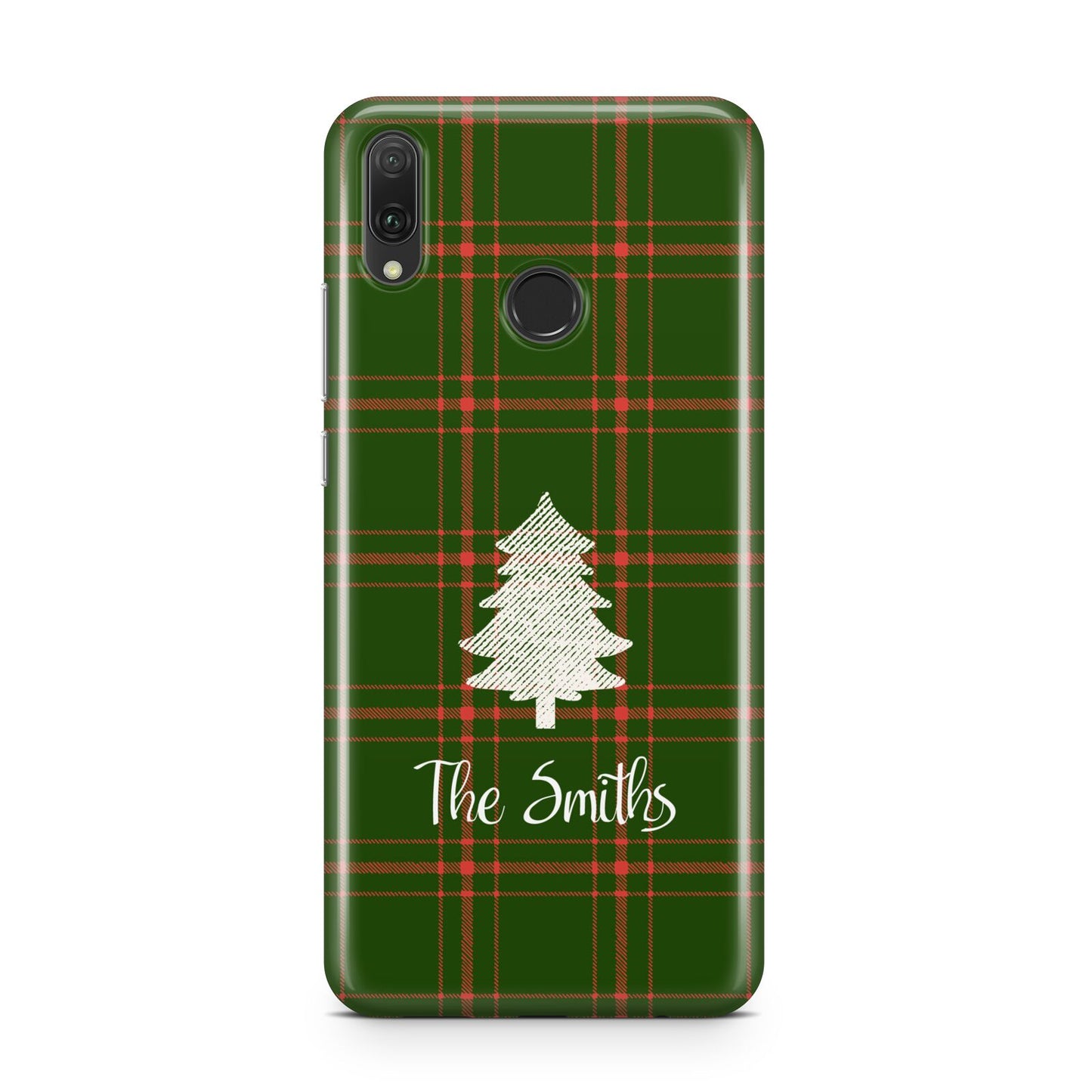 Green Tartan Christmas Tree Personalised Huawei Y9 2019