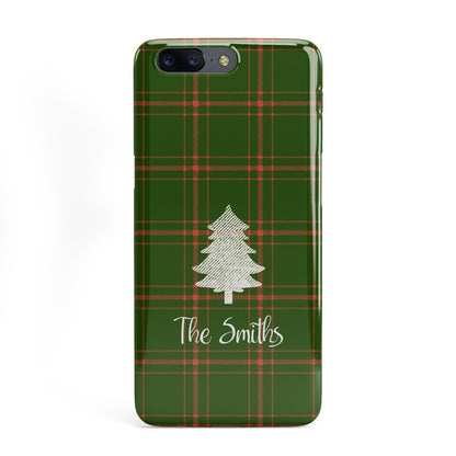 Green Tartan Christmas Tree Personalised OnePlus Case