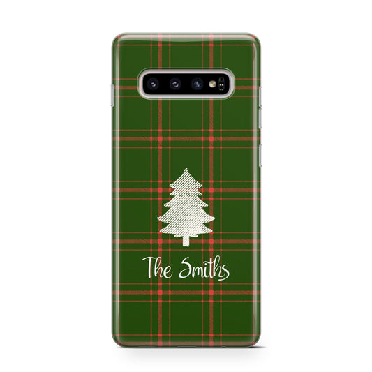 Green Tartan Christmas Tree Personalised Protective Samsung Galaxy Case