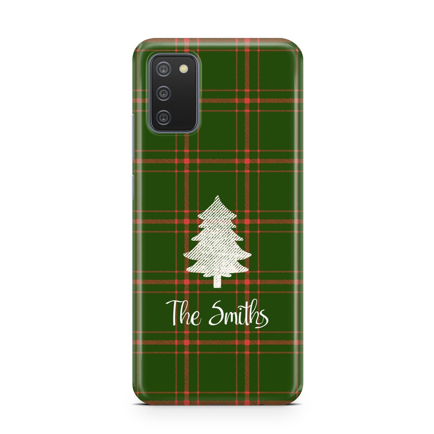 Green Tartan Christmas Tree Personalised Samsung A02s Case