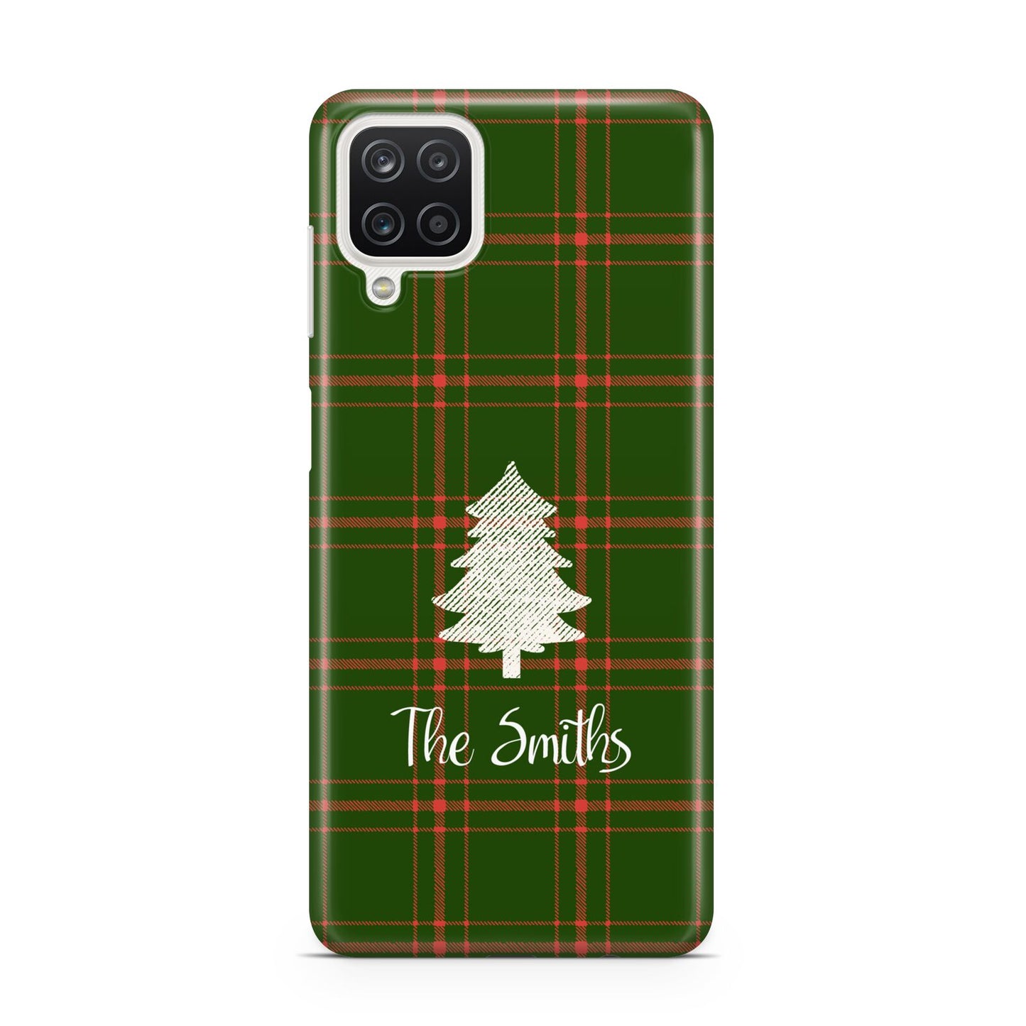 Green Tartan Christmas Tree Personalised Samsung A12 Case