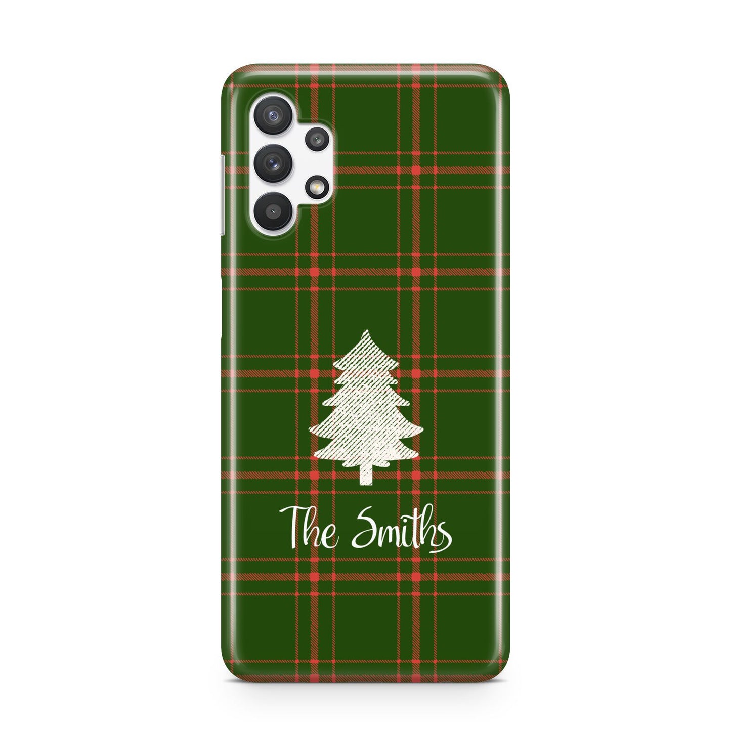 Green Tartan Christmas Tree Personalised Samsung A32 5G Case