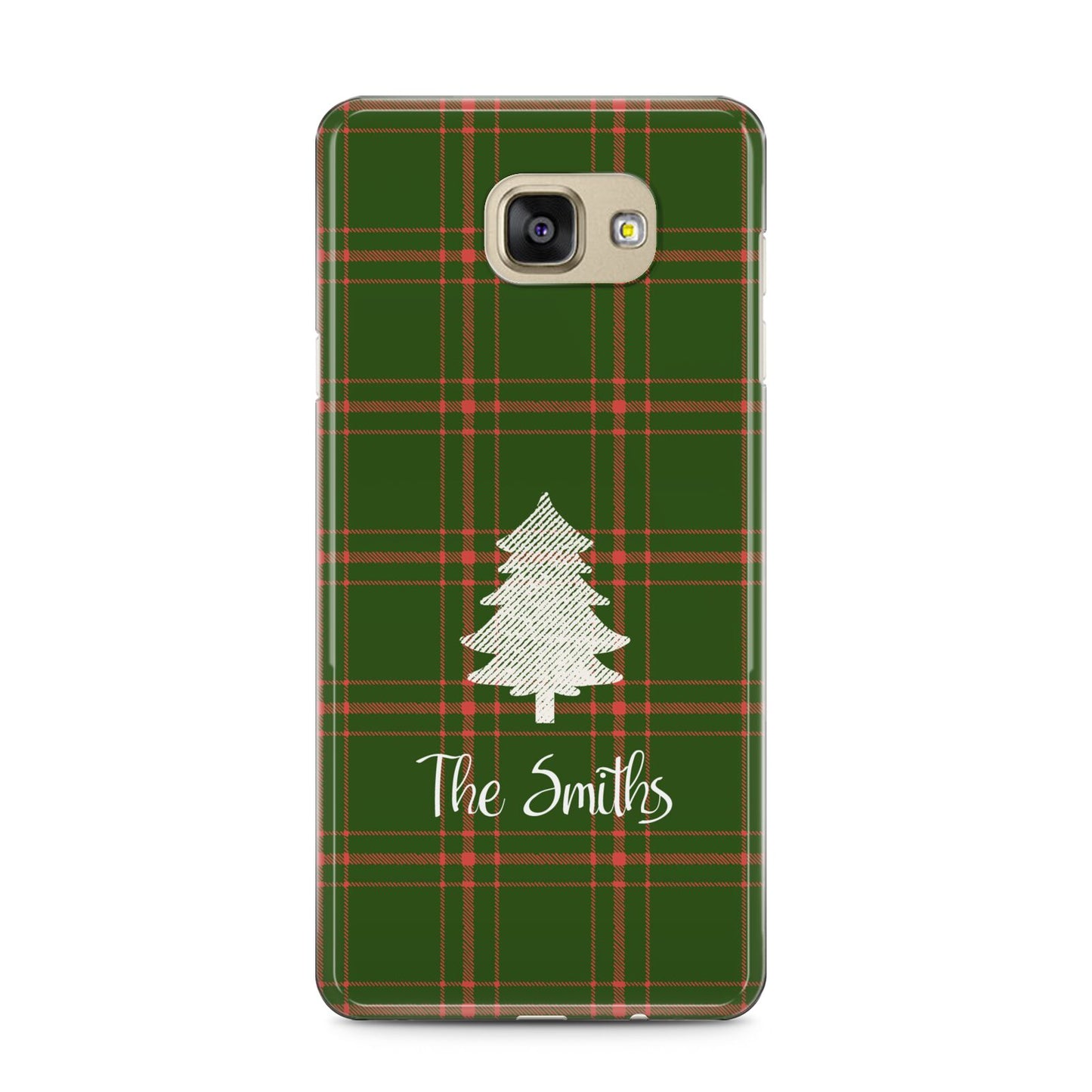 Green Tartan Christmas Tree Personalised Samsung Galaxy A5 2016 Case on gold phone