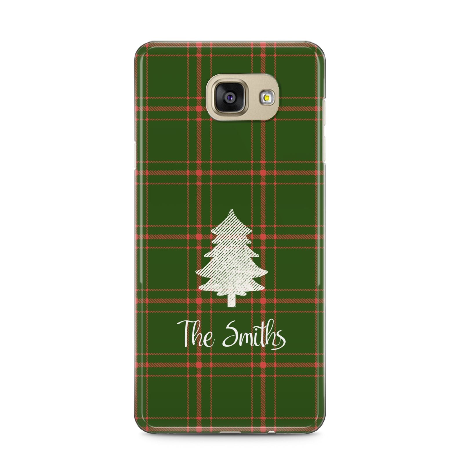 Green Tartan Christmas Tree Personalised Samsung Galaxy A5 2016 Case on gold phone