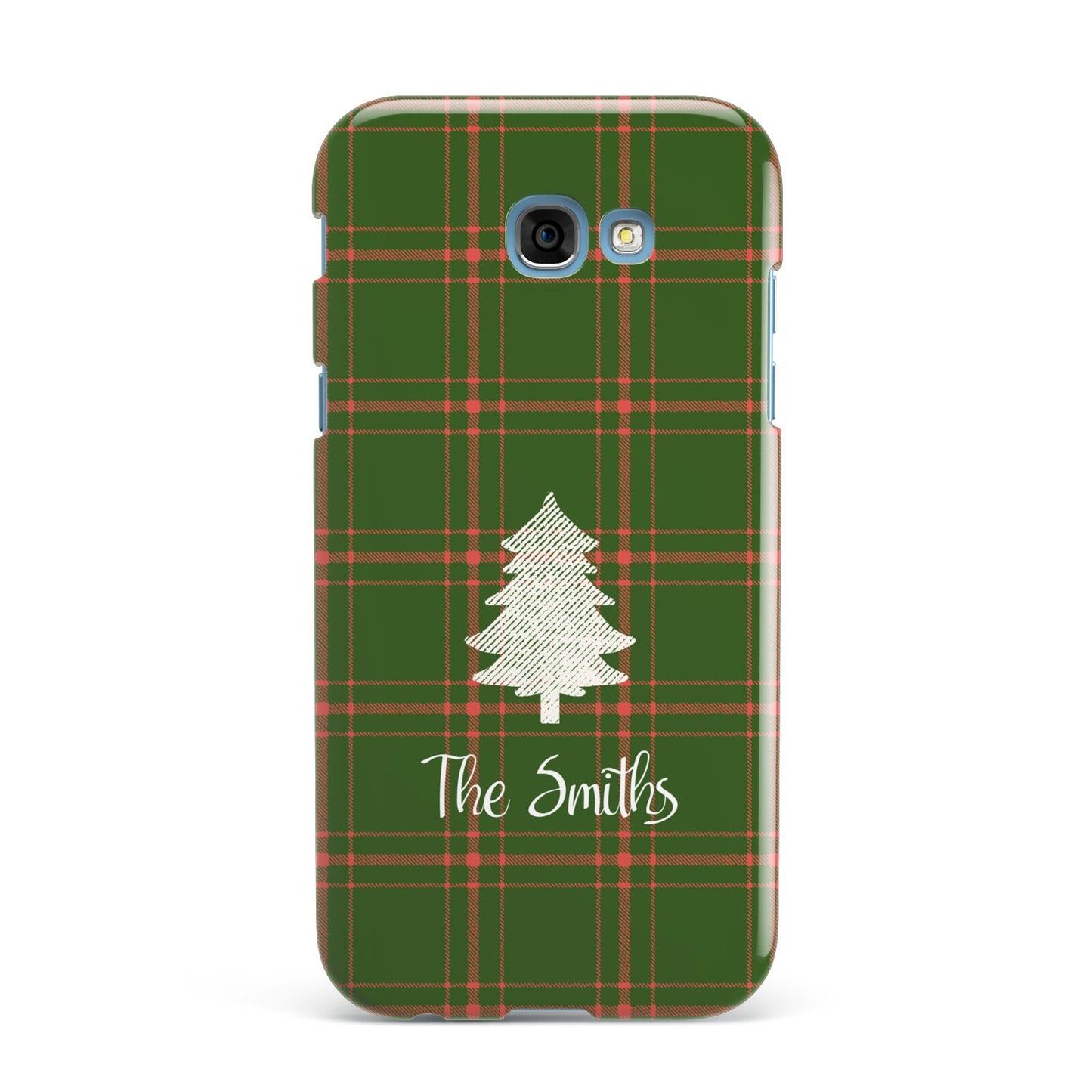 Green Tartan Christmas Tree Personalised Samsung Galaxy A7 2017 Case