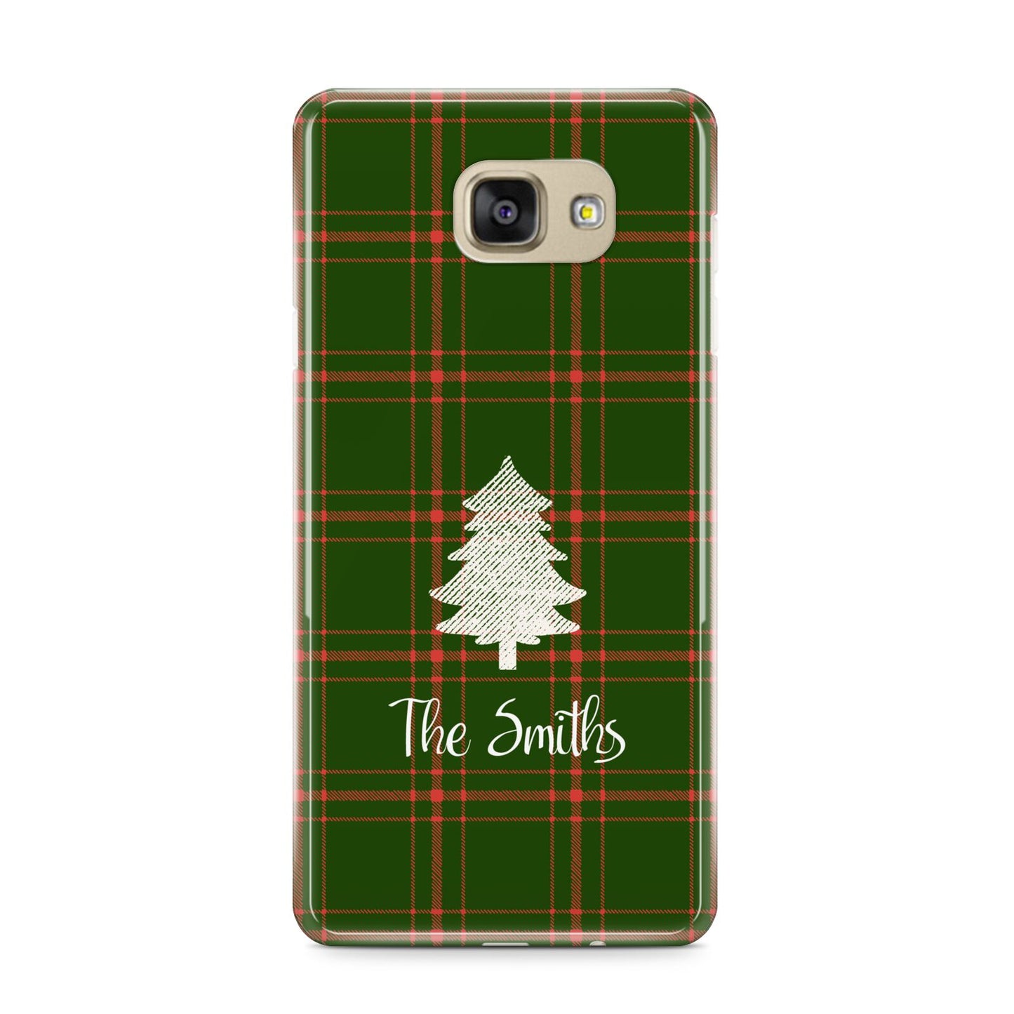 Green Tartan Christmas Tree Personalised Samsung Galaxy A9 2016 Case on gold phone