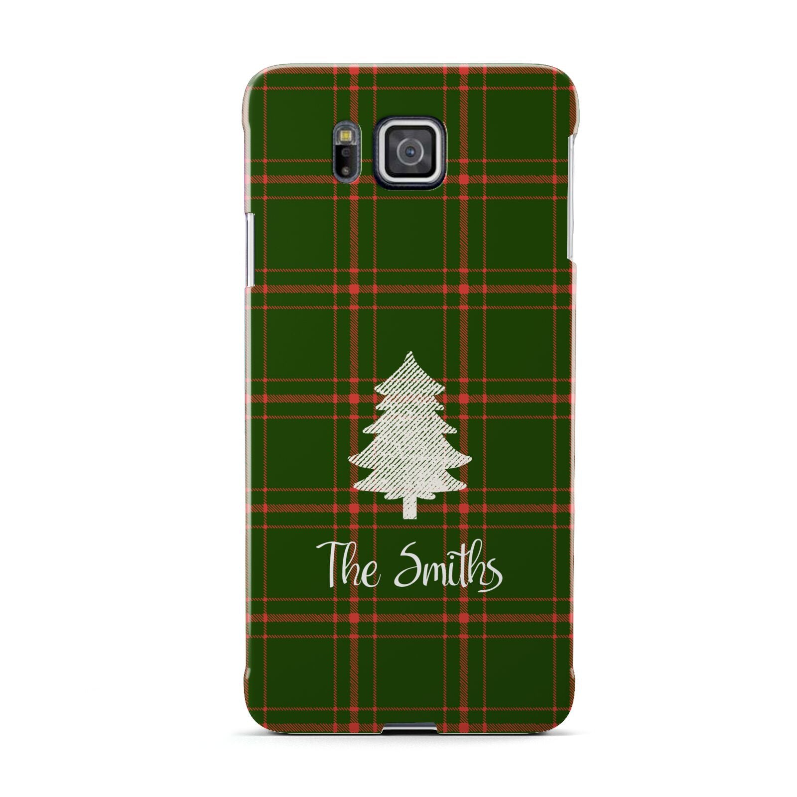 Green Tartan Christmas Tree Personalised Samsung Galaxy Alpha Case