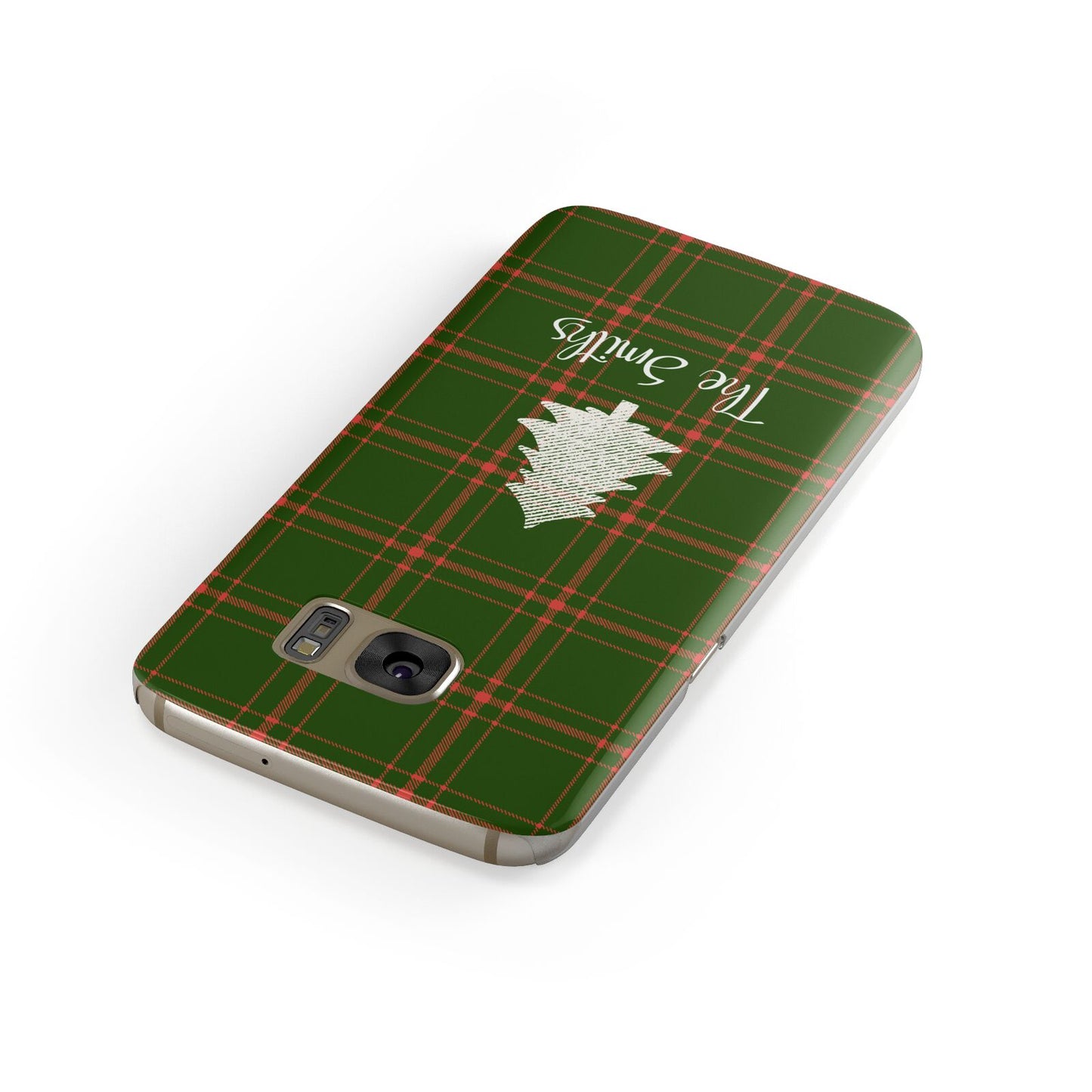 Green Tartan Christmas Tree Personalised Samsung Galaxy Case Front Close Up