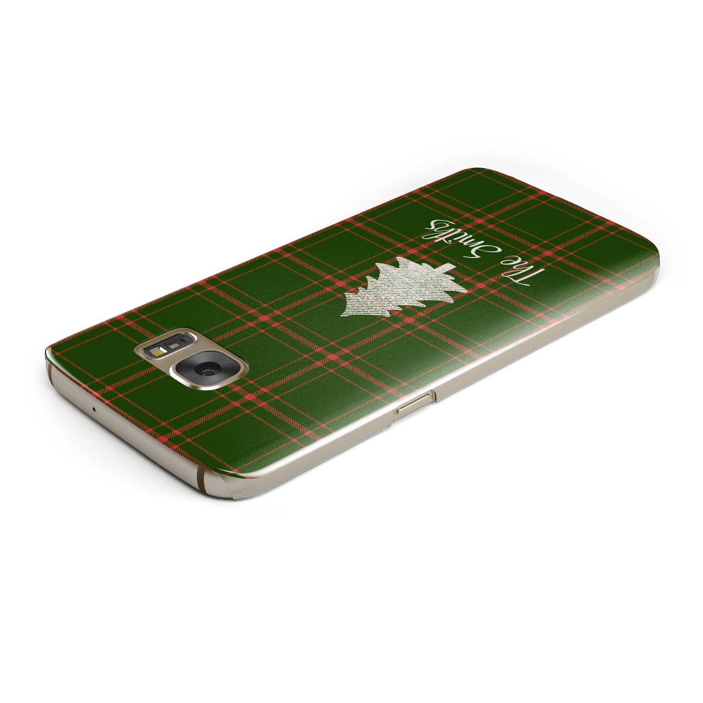 Green Tartan Christmas Tree Personalised Samsung Galaxy Case Top Cutout