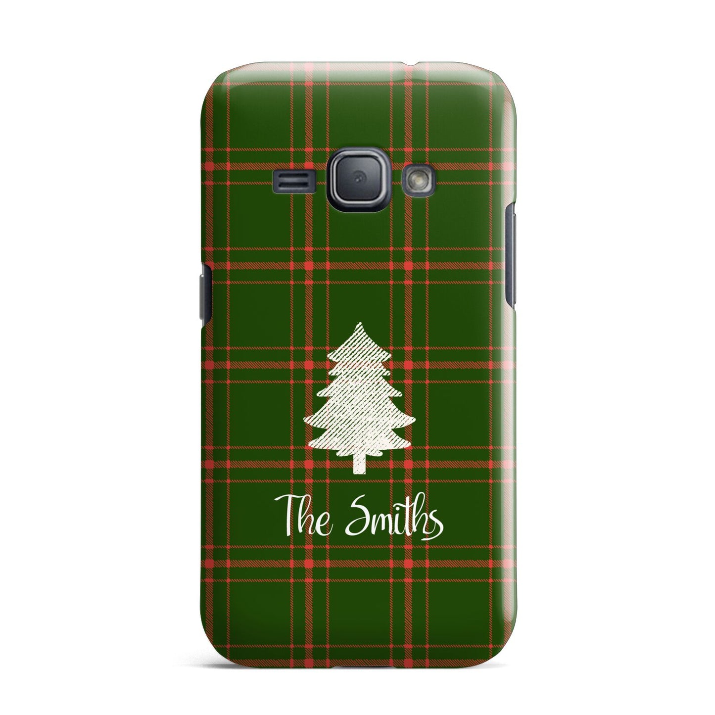 Green Tartan Christmas Tree Personalised Samsung Galaxy J1 2016 Case