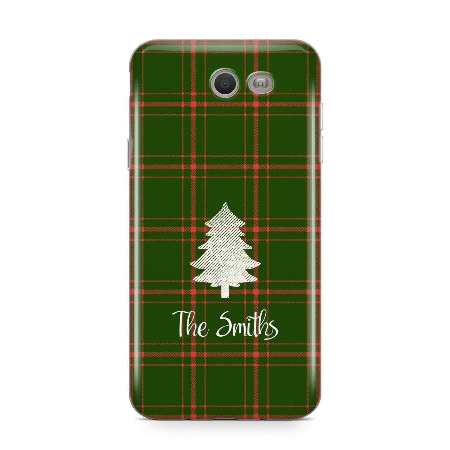 Green Tartan Christmas Tree Personalised Samsung Galaxy J7 2017 Case