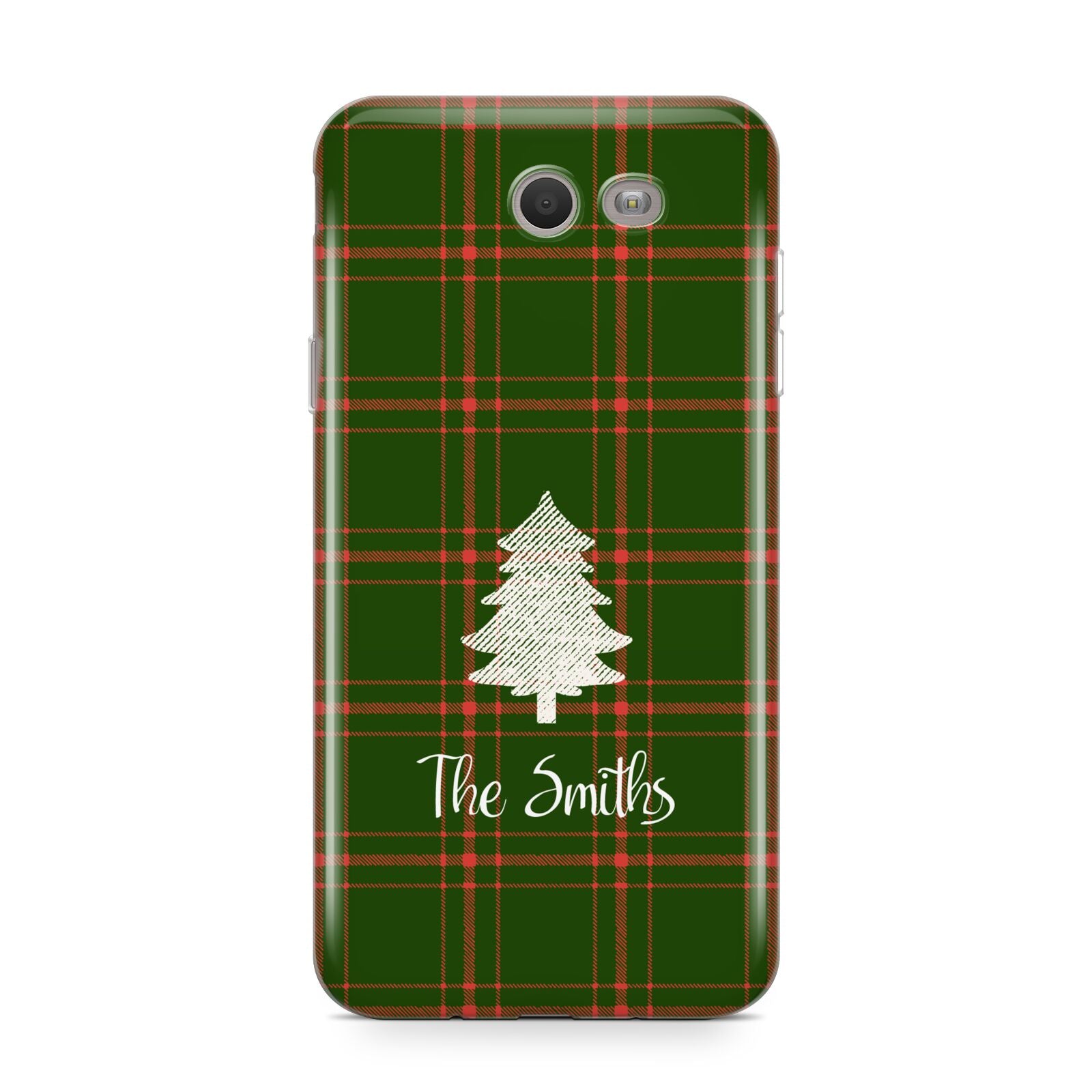 Green Tartan Christmas Tree Personalised Samsung Galaxy J7 2017 Case