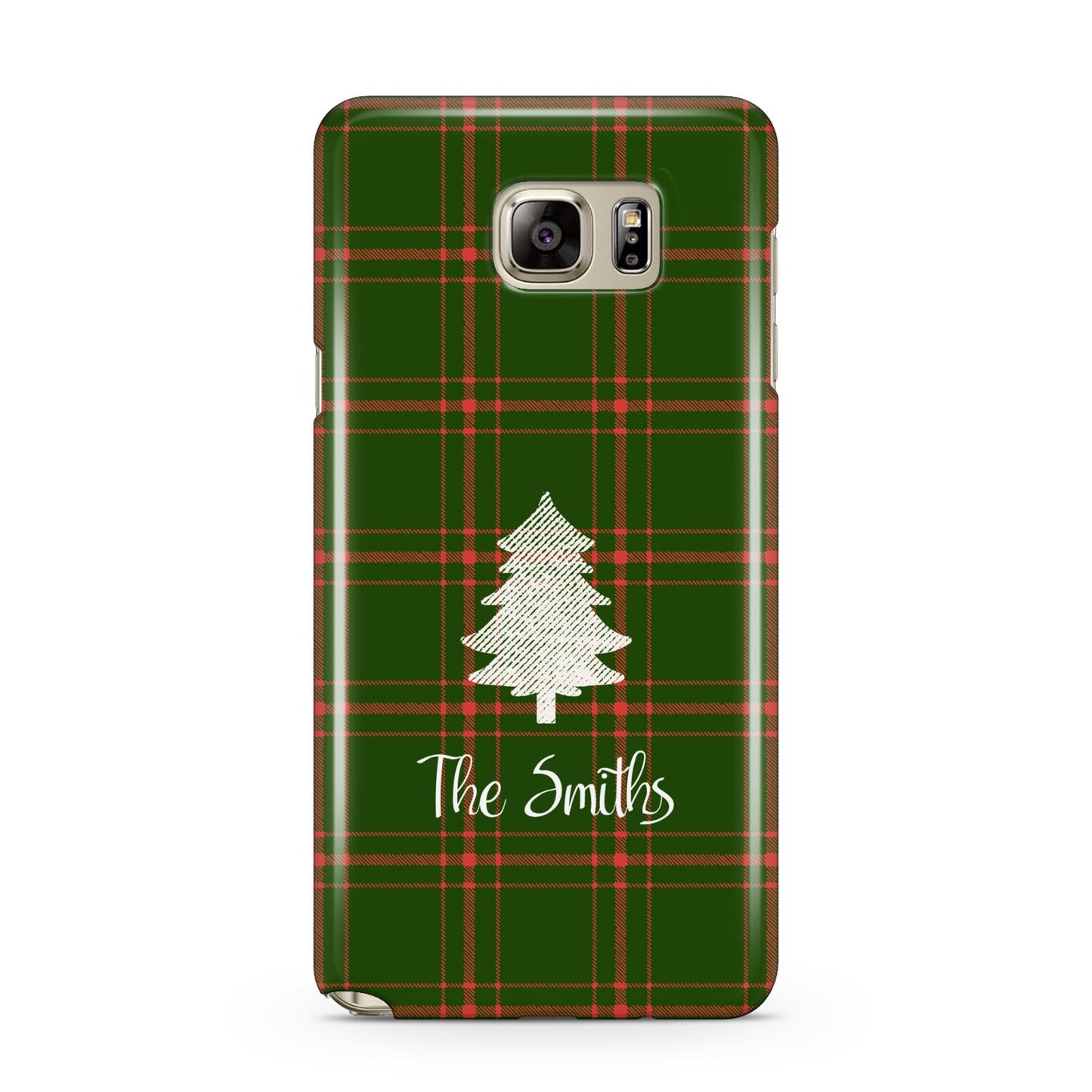 Green Tartan Christmas Tree Personalised Samsung Galaxy Note 5 Case