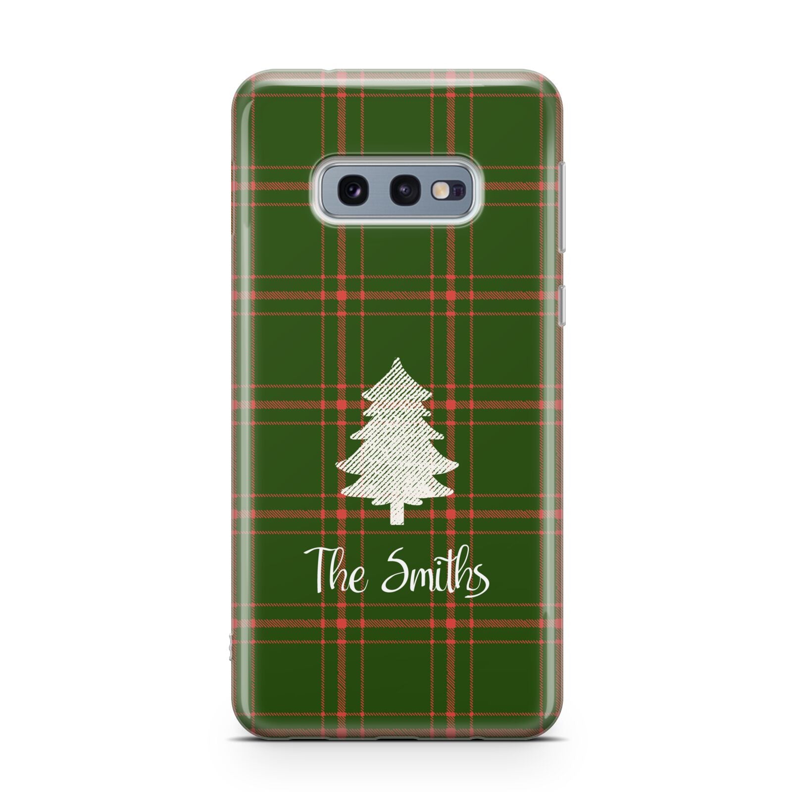 Green Tartan Christmas Tree Personalised Samsung Galaxy S10E Case