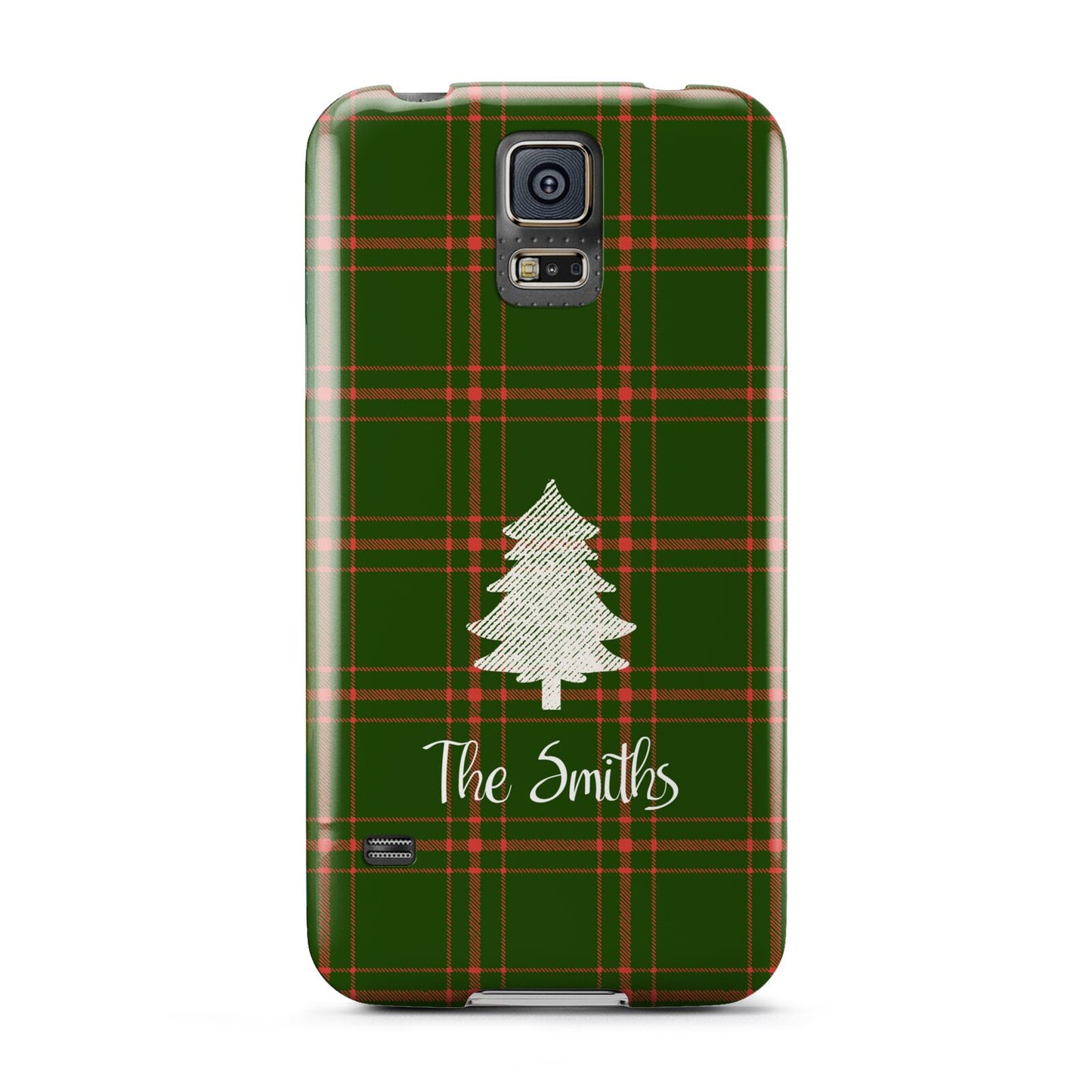 Green Tartan Christmas Tree Personalised Samsung Galaxy S5 Case