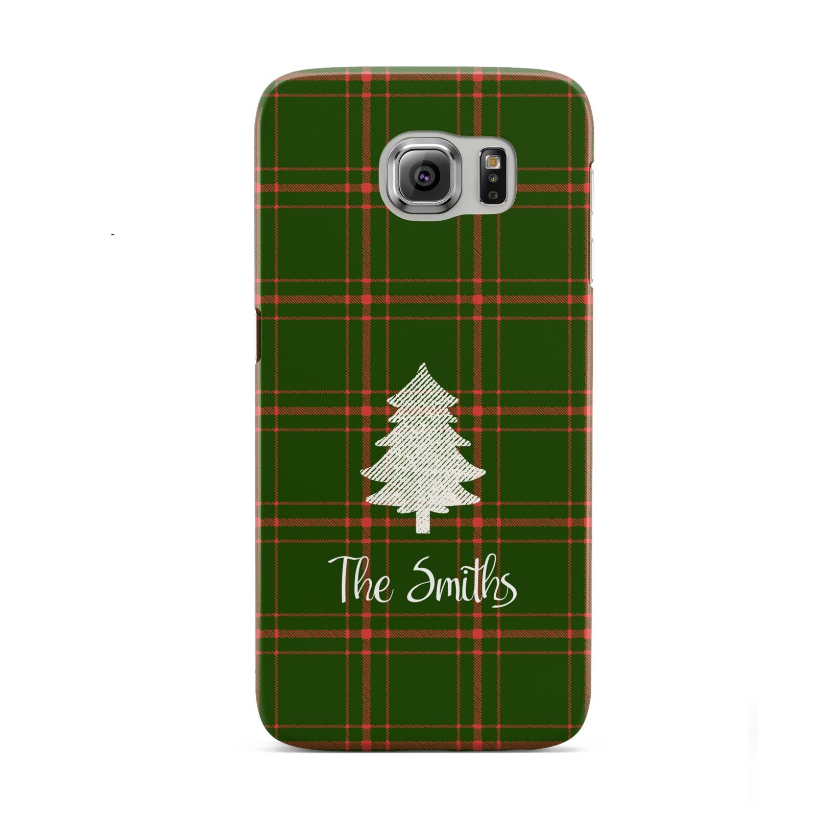 Green Tartan Christmas Tree Personalised Samsung Galaxy S6 Case