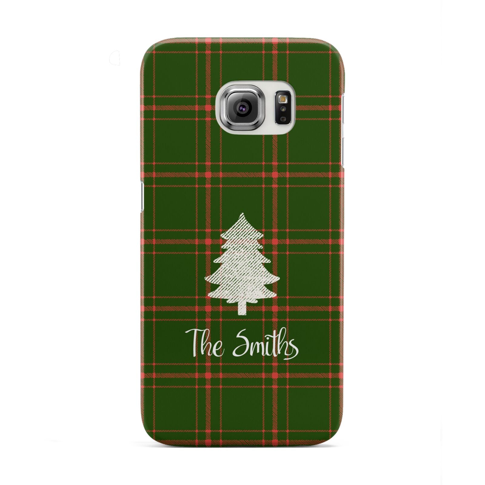 Green Tartan Christmas Tree Personalised Samsung Galaxy S6 Edge Case