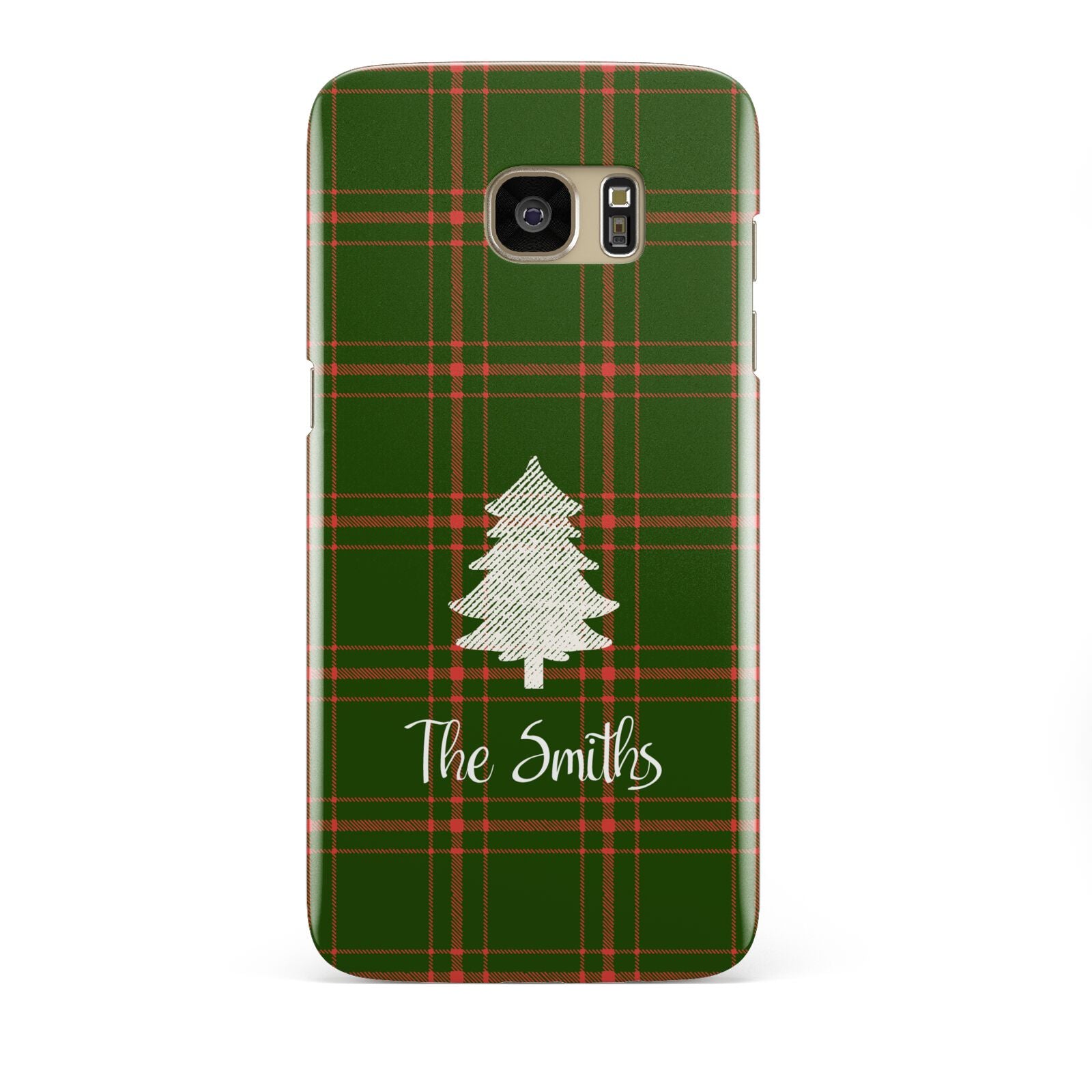 Green Tartan Christmas Tree Personalised Samsung Galaxy S7 Edge Case