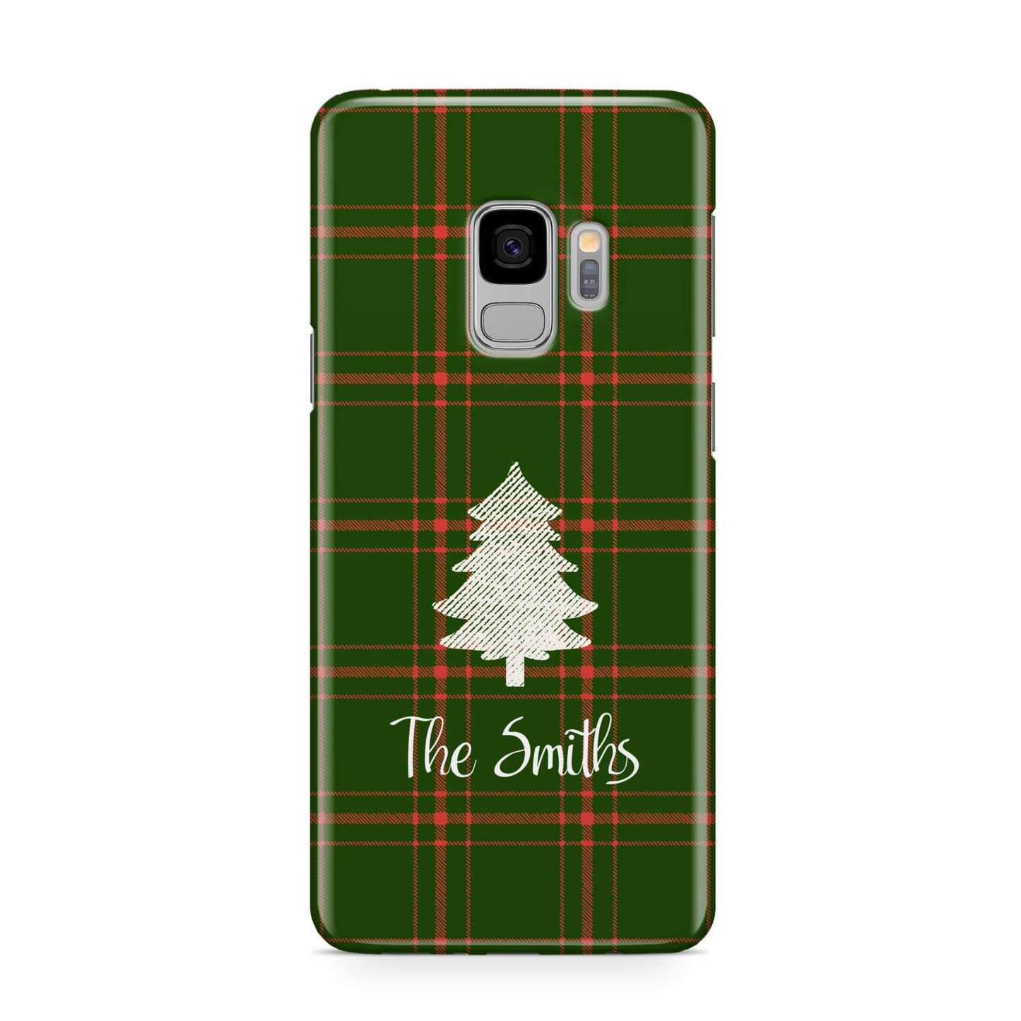 Green Tartan Christmas Tree Personalised Samsung Galaxy S9 Case