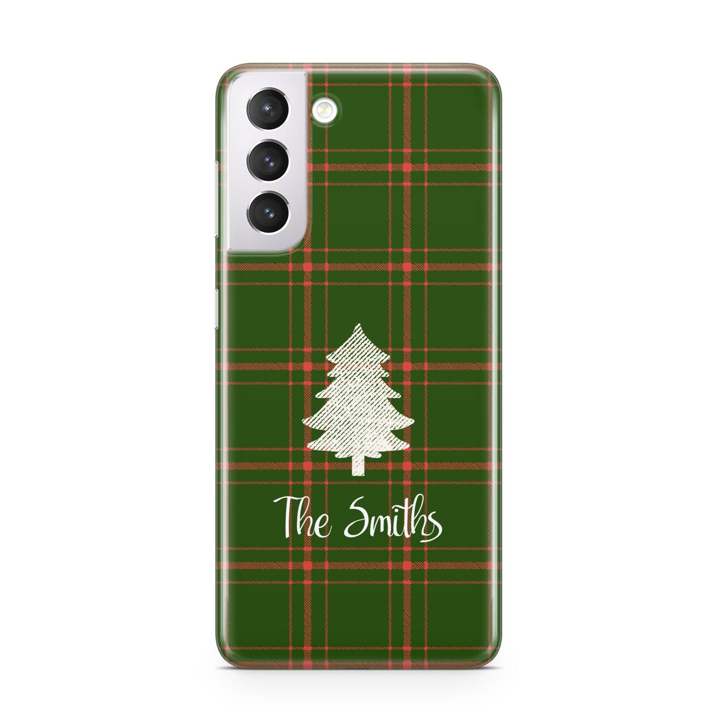 Green Tartan Christmas Tree Personalised Samsung S21 Case