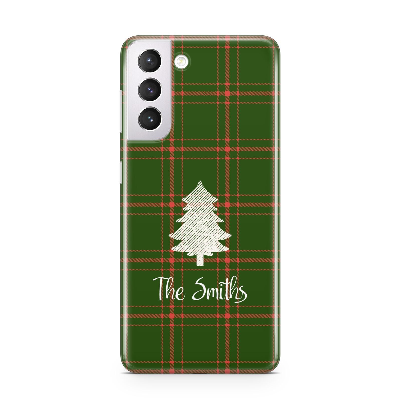 Green Tartan Christmas Tree Personalised Samsung S21 Case