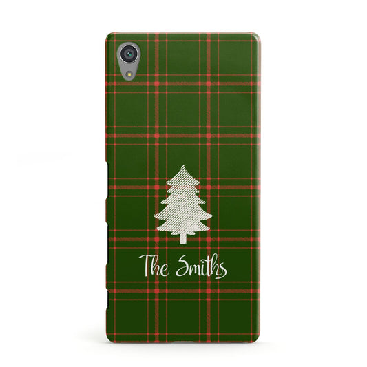 Green Tartan Christmas Tree Personalised Sony Xperia Case