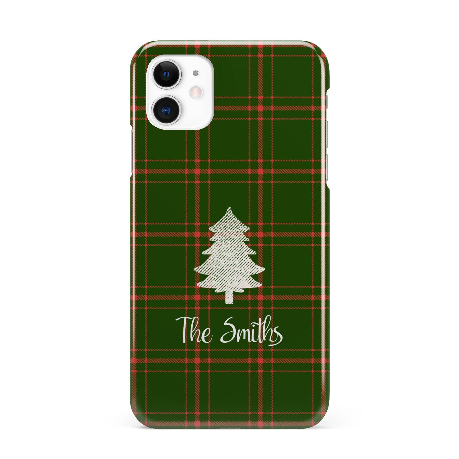 Green Tartan Christmas Tree Personalised iPhone 11 3D Snap Case