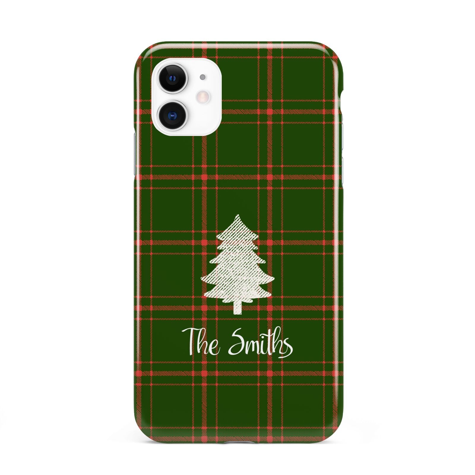 Green Tartan Christmas Tree Personalised iPhone 11 3D Tough Case