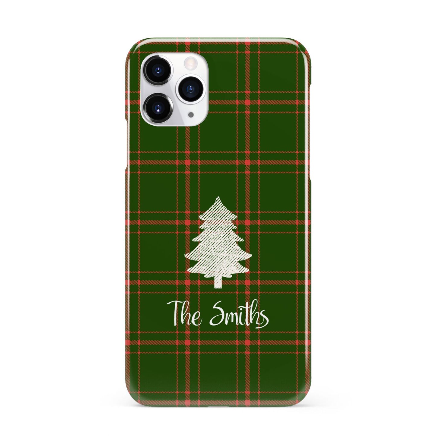 Green Tartan Christmas Tree Personalised iPhone 11 Pro 3D Snap Case