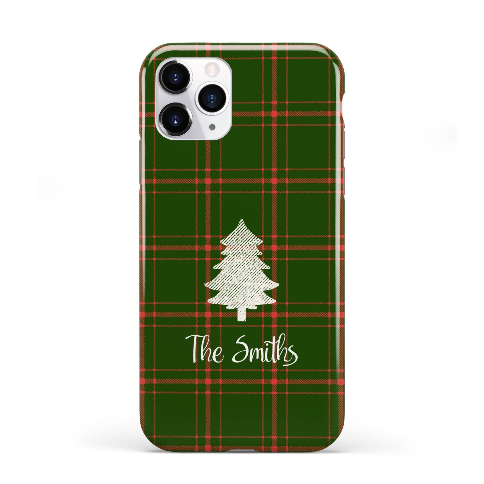 Green Tartan Christmas Tree Personalised iPhone 11 Pro 3D Tough Case