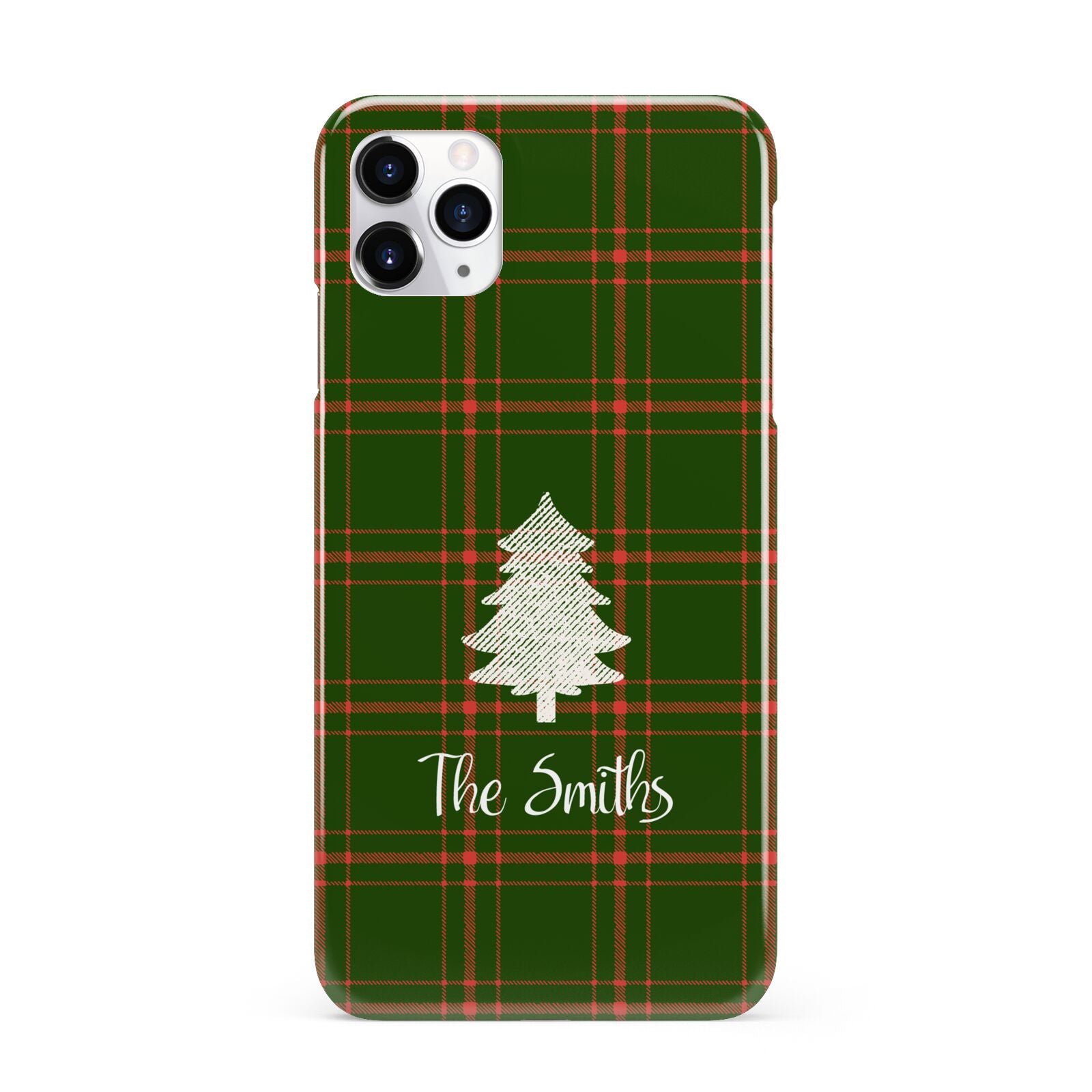 Green Tartan Christmas Tree Personalised iPhone 11 Pro Max 3D Snap Case