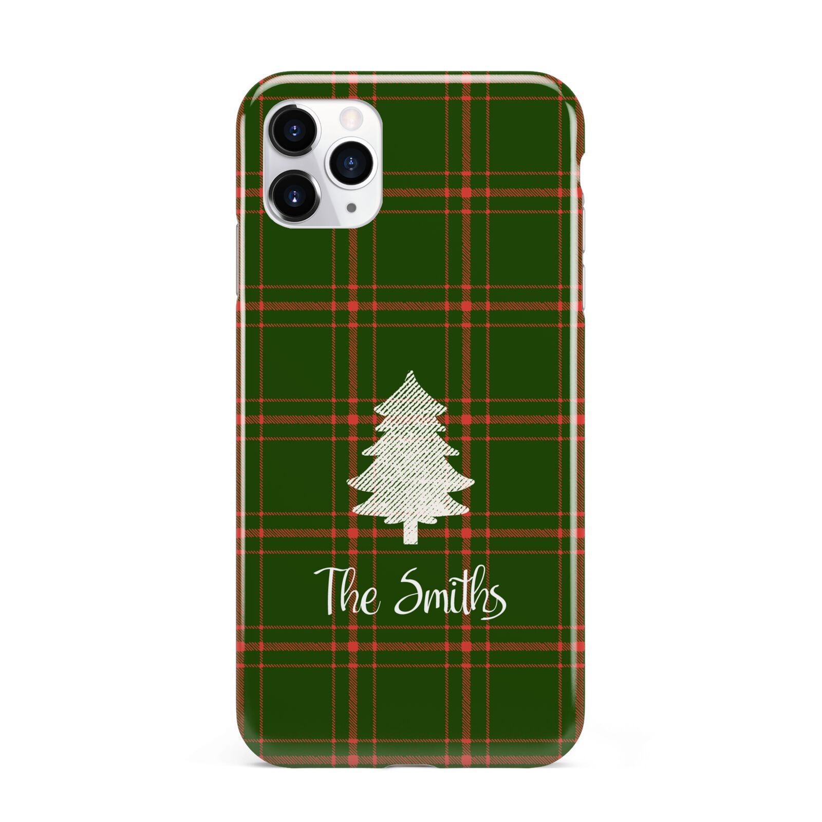 Green Tartan Christmas Tree Personalised iPhone 11 Pro Max 3D Tough Case