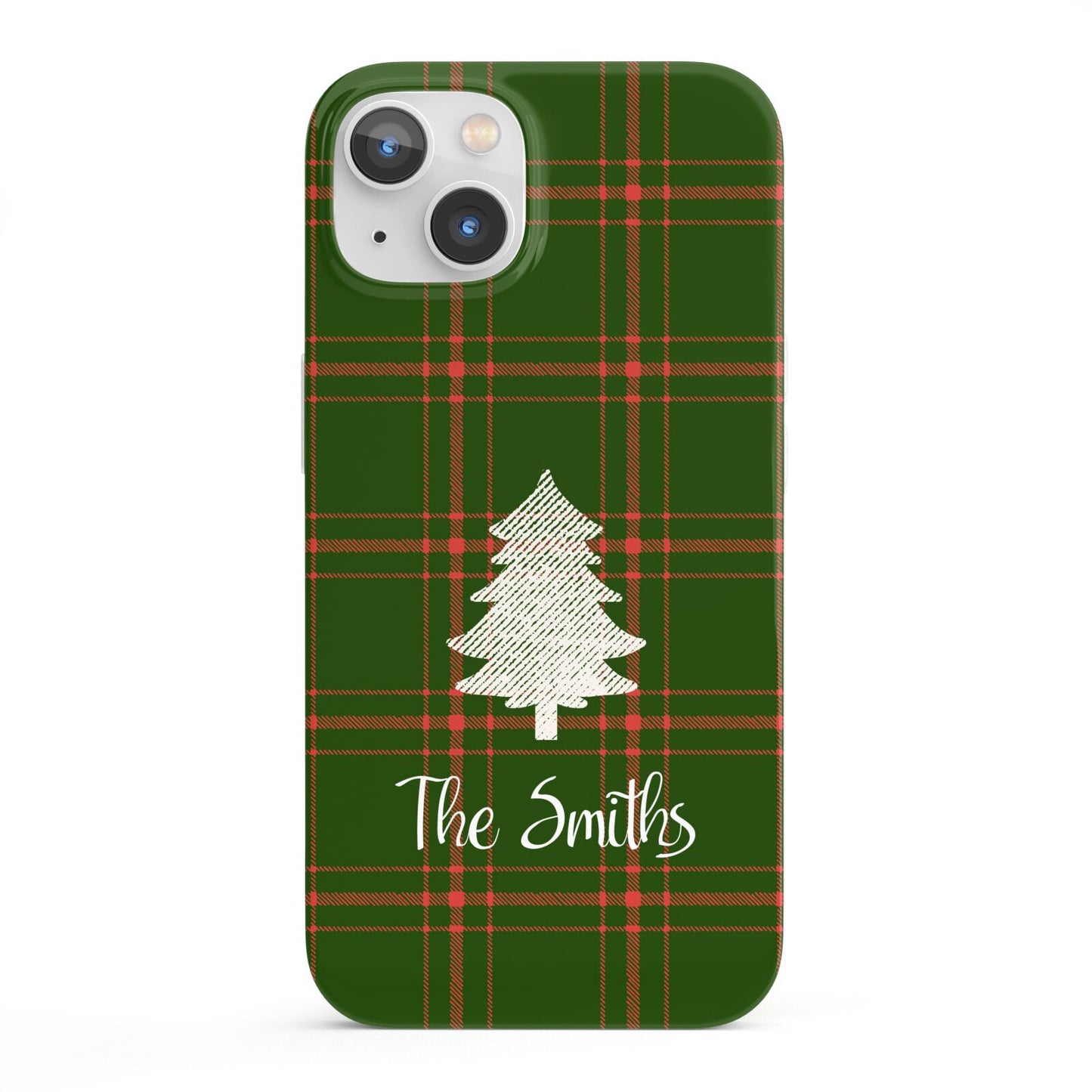 Green Tartan Christmas Tree Personalised iPhone 13 Full Wrap 3D Snap Case