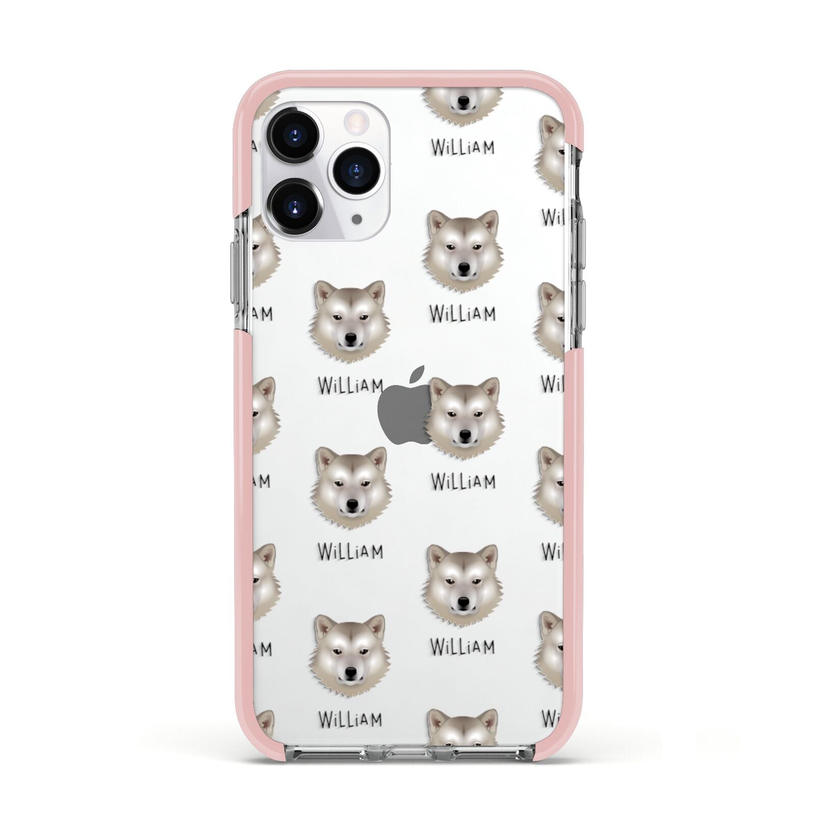Greenland Dog Icon with Name Apple iPhone 11 Pro in Silver with Pink Impact Case