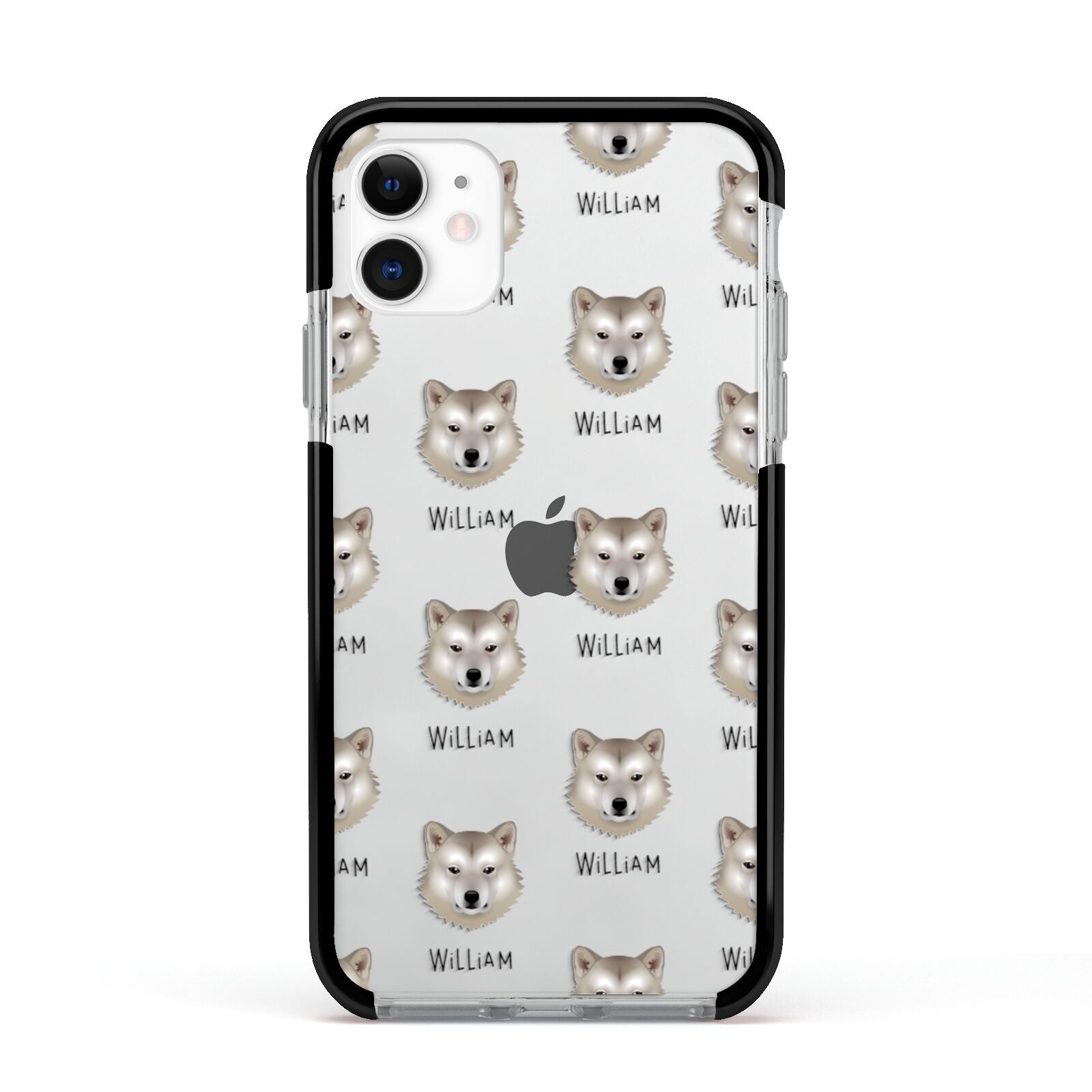 Greenland Dog Icon with Name Apple iPhone 11 in White with Black Impact Case