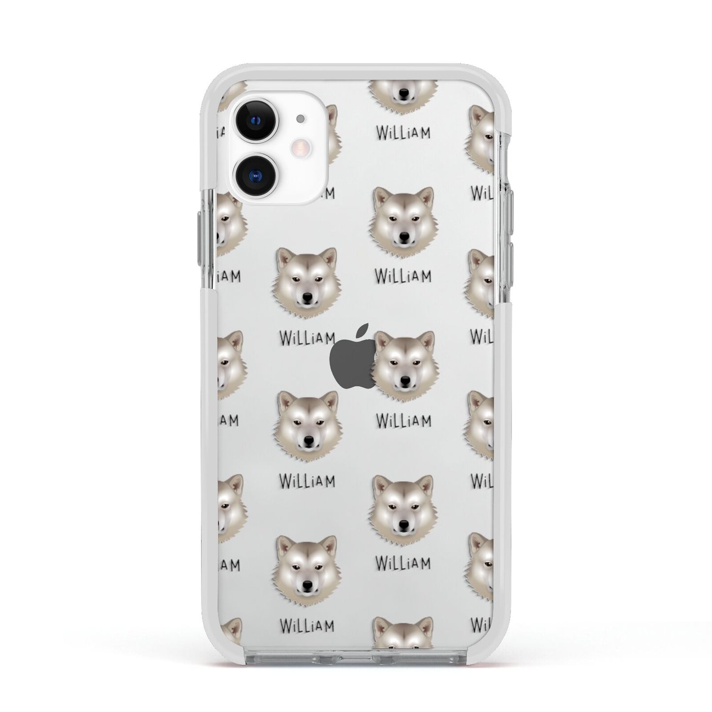 Greenland Dog Icon with Name Apple iPhone 11 in White with White Impact Case