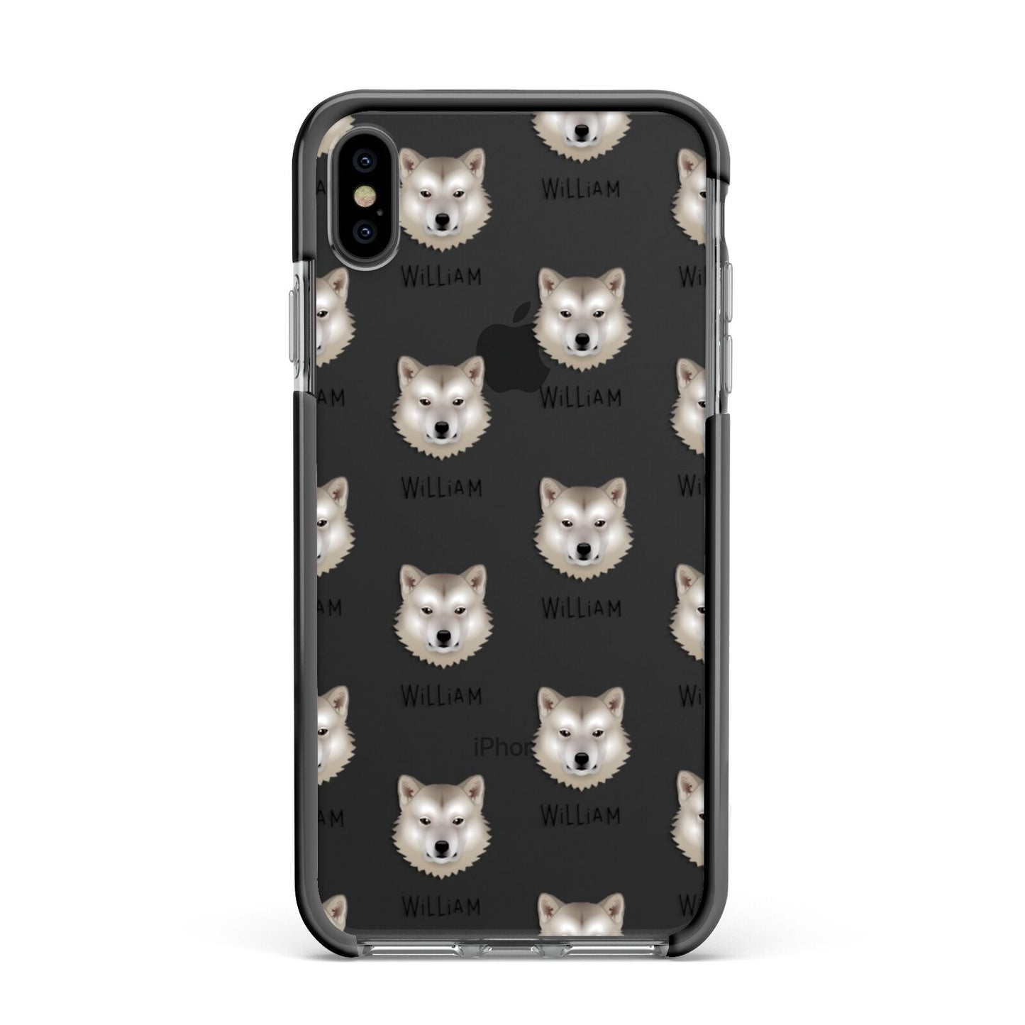 Greenland Dog Icon with Name Apple iPhone Xs Max Impact Case Black Edge on Black Phone