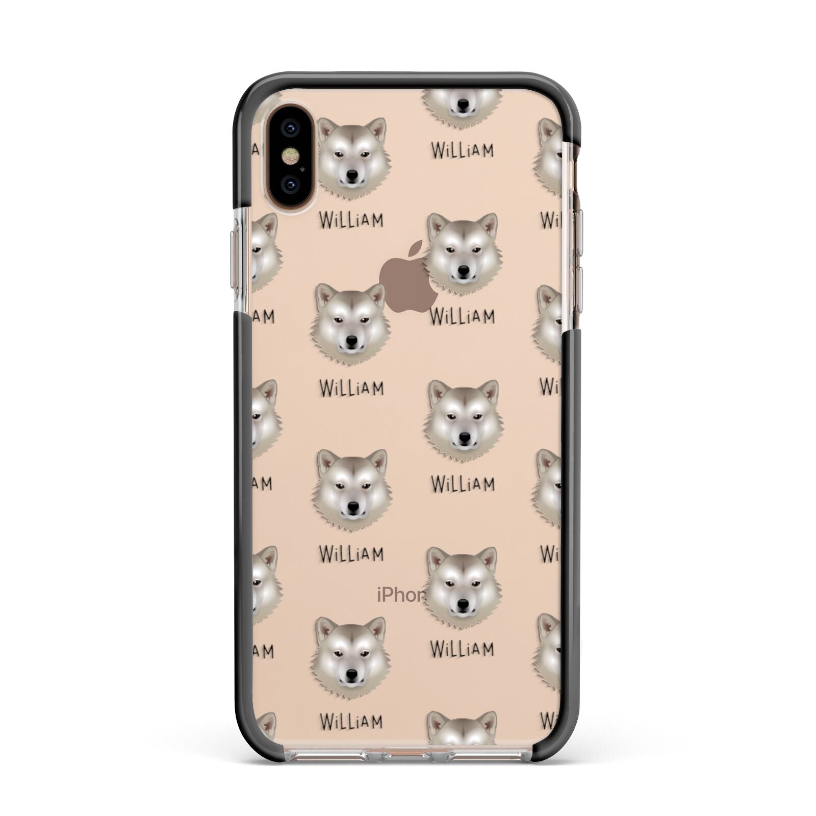 Greenland Dog Icon with Name Apple iPhone Xs Max Impact Case Black Edge on Gold Phone