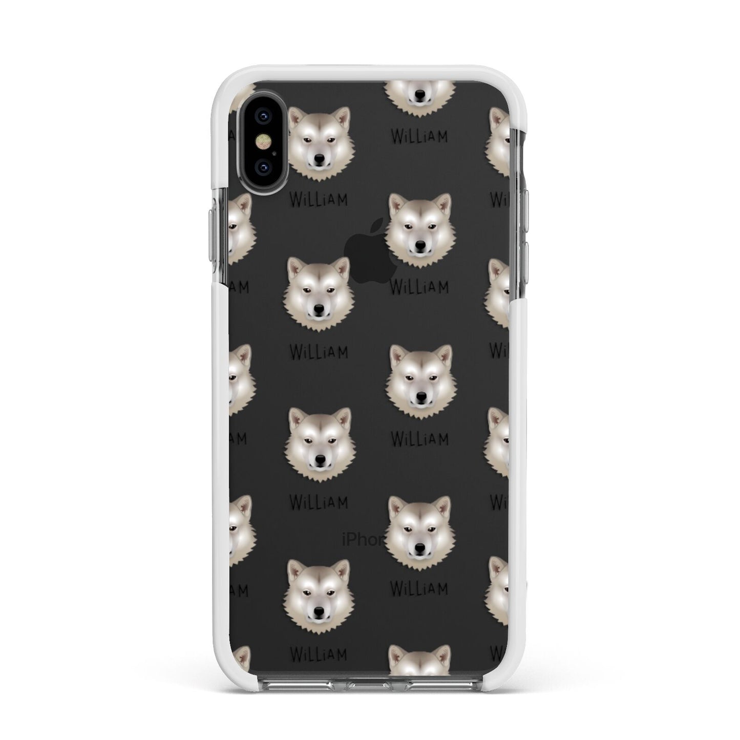 Greenland Dog Icon with Name Apple iPhone Xs Max Impact Case White Edge on Black Phone