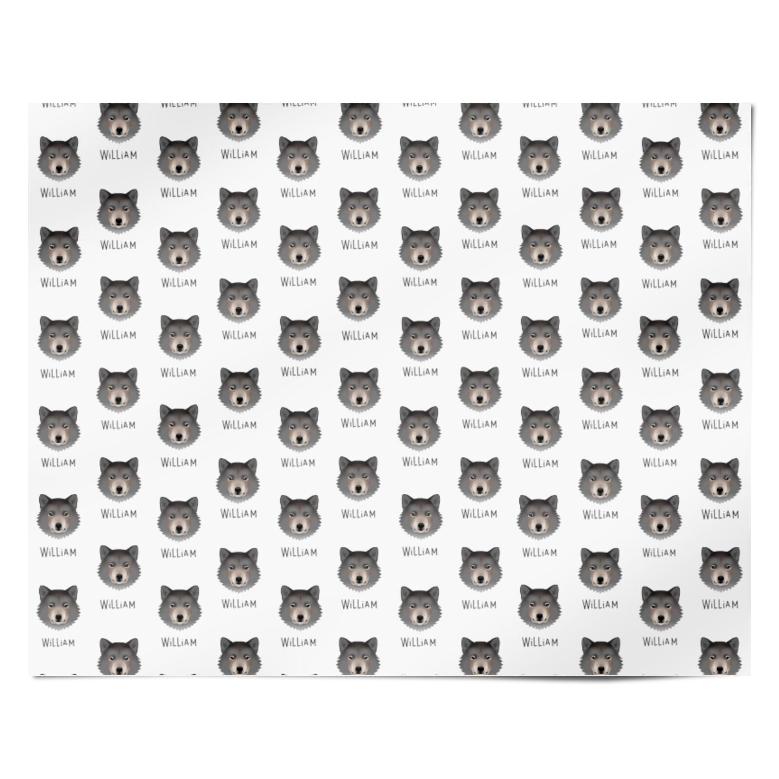 Greenland Dog Icon with Name Personalised Wrapping Paper Alternative