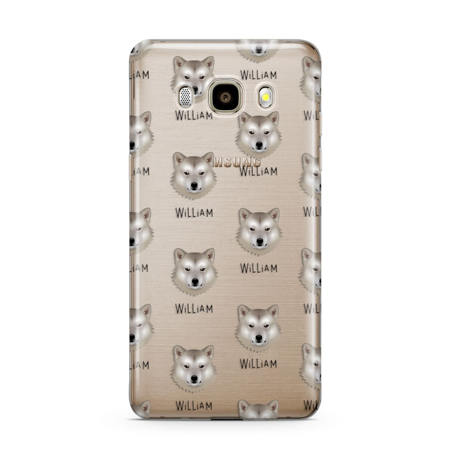 Greenland Dog Icon with Name Samsung Galaxy J7 2016 Case on gold phone